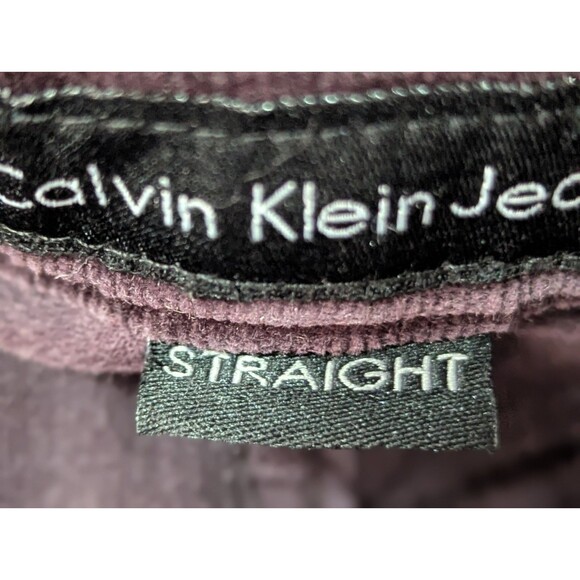 Calvin Klein Corduroy Pants Women 8 Purple Plum Straight Leg Pockets Y2K Logo - Picture 10 of 11